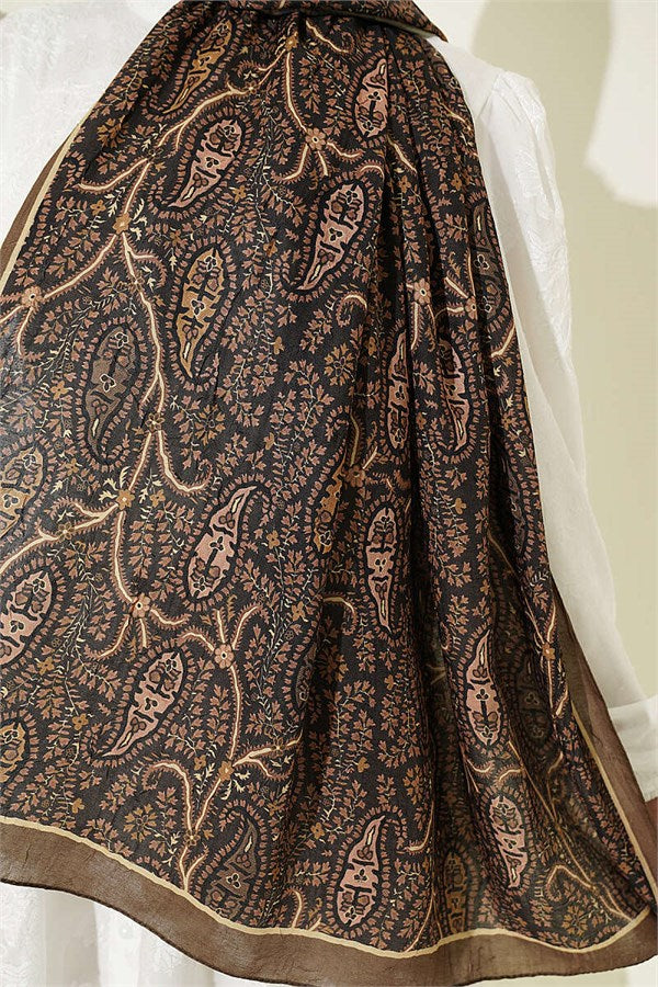 Paisley Crush Modal Shawl Camouflage Green
