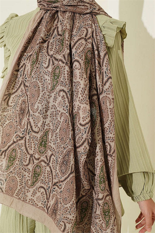 Paisley Crush Modal Shawl Sand Beige
