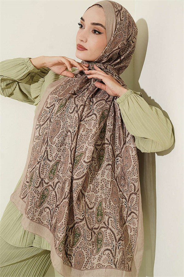 Paisley Crush Modal Shawl Sand Beige
