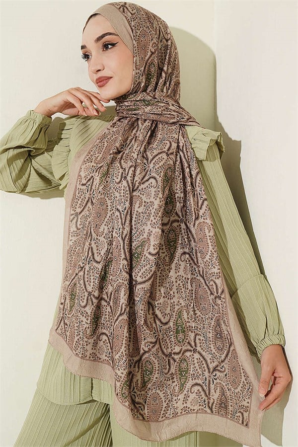 Paisley Crush Modal Shawl Sand Beige