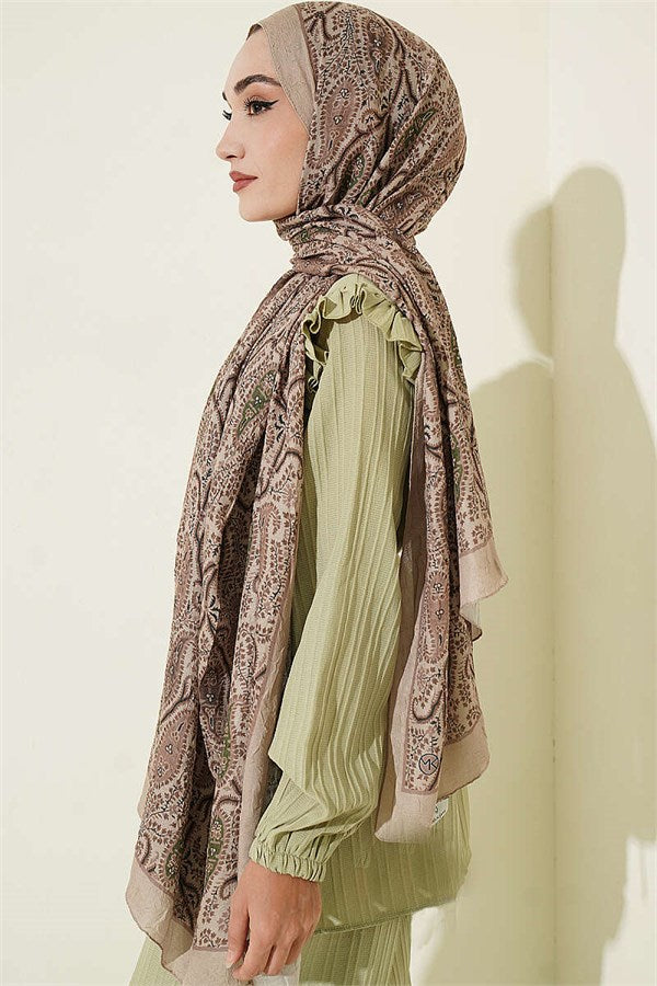 Paisley Crush Modal Shawl Sand Beige
