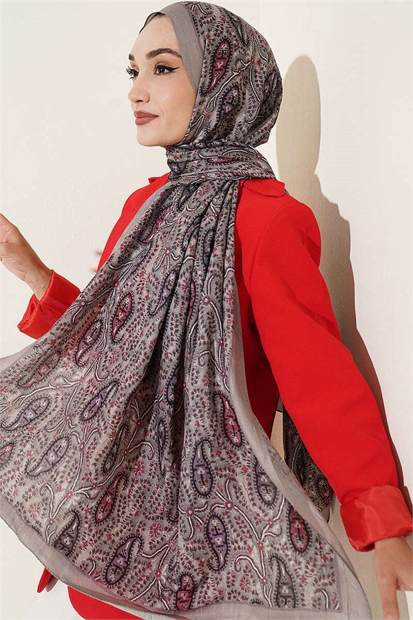 Paisley Crush Modal Shawl Stone Grey