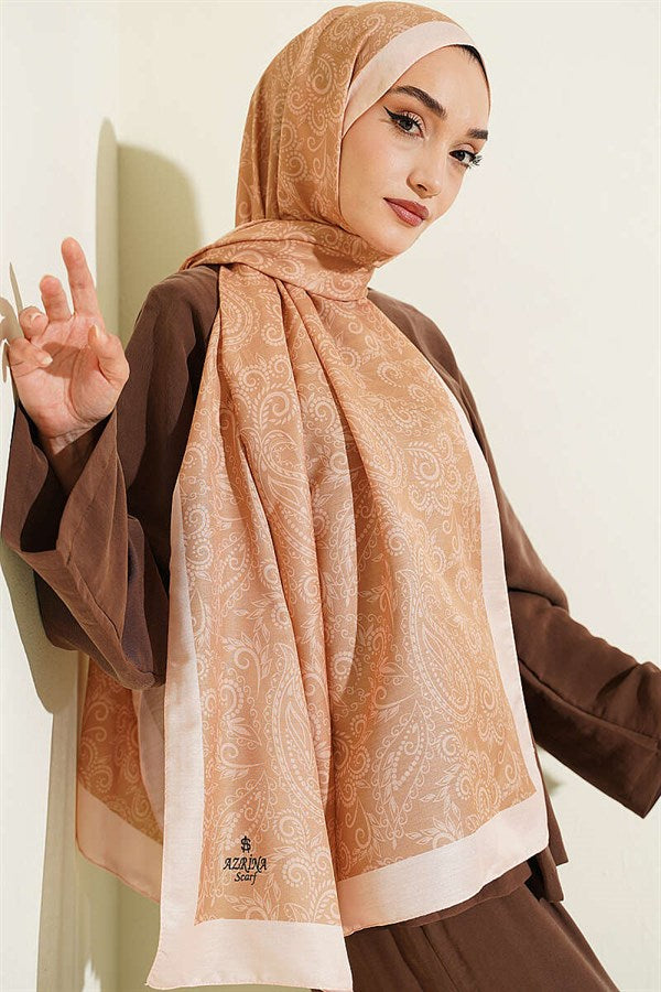Paisley Patterned Soft Shawl Caramel