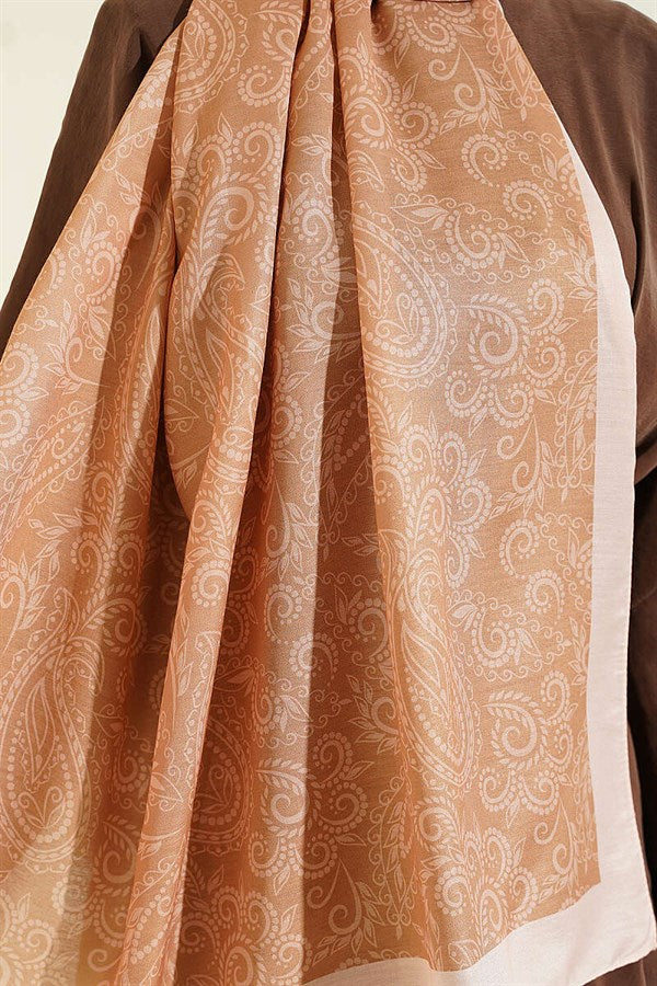 Paisley Patterned Soft Shawl Caramel