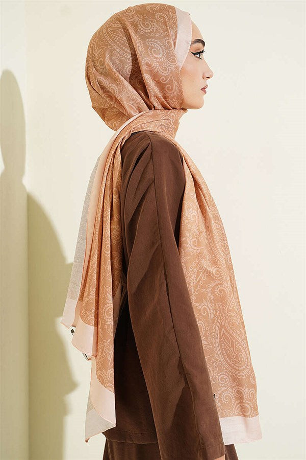 Paisley Patterned Soft Shawl Caramel