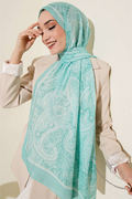 Paisley Patterned Soft Scarf, Aqua Green