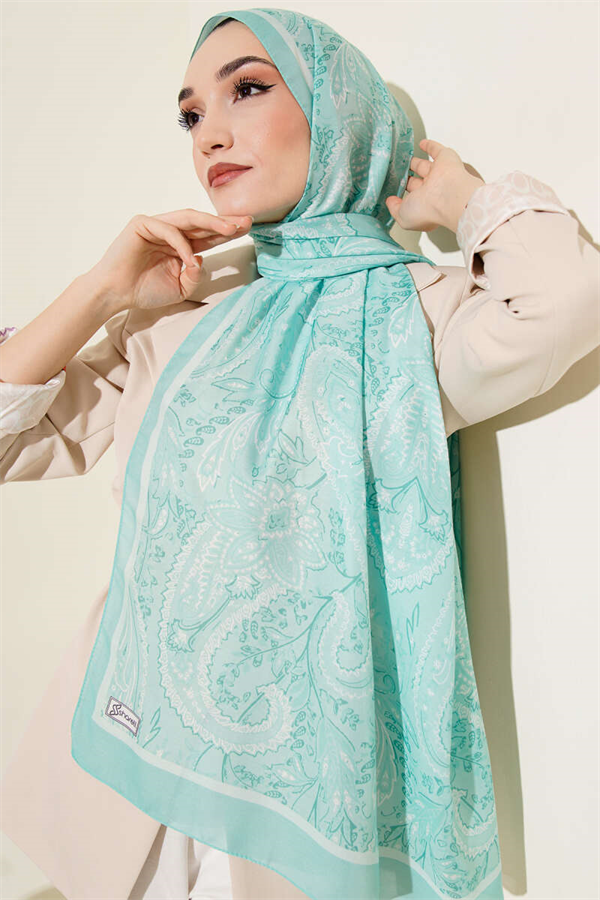 Paisley Patterned Soft Scarf, Aqua Green