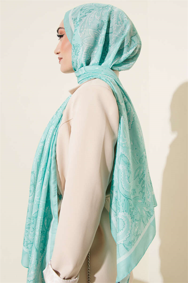Paisley Patterned Soft Scarf, Aqua Green