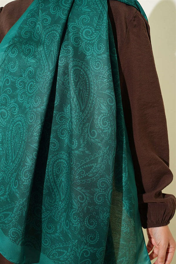 Paisley Patterned Soft Shawl, Emerald