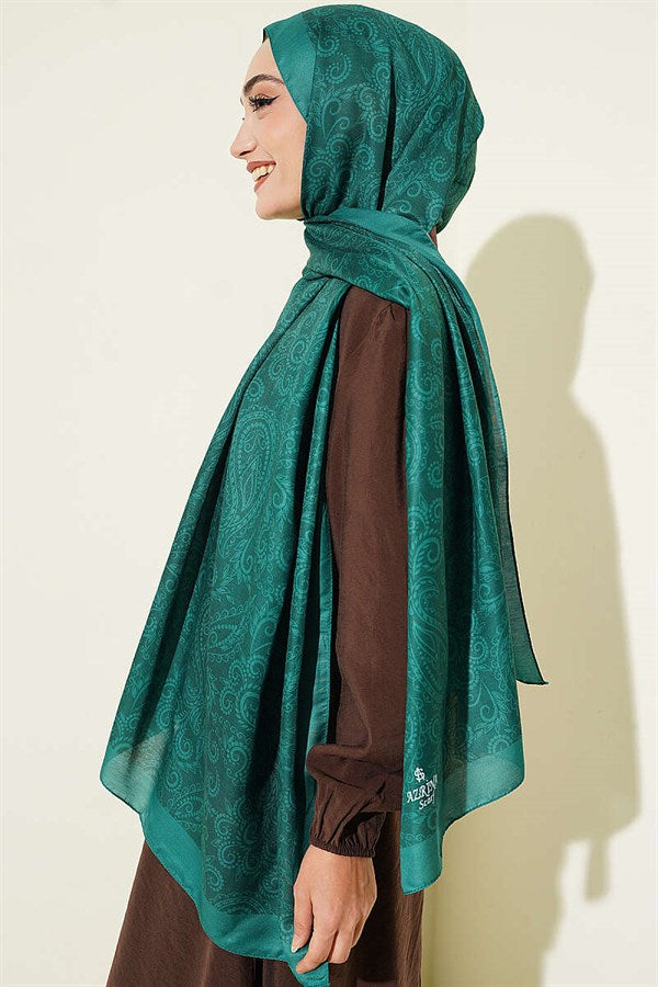 Paisley Patterned Soft Shawl, Emerald