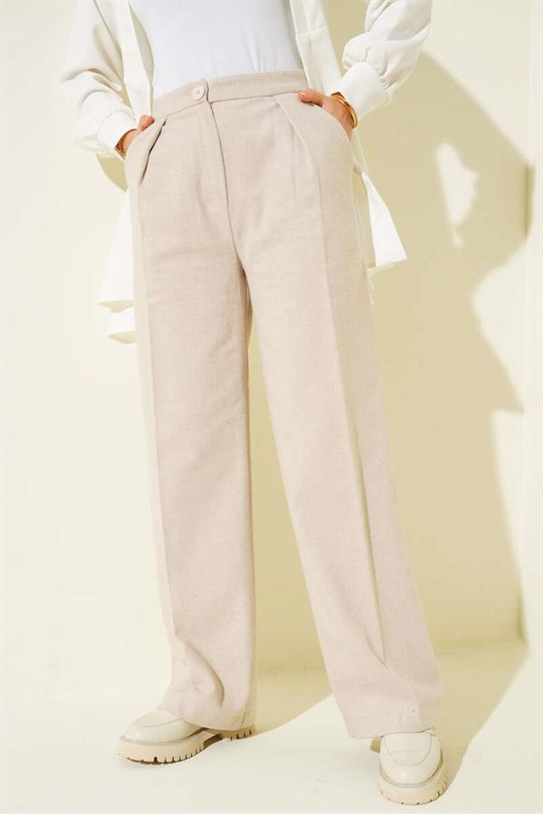 Palazzo Cashmere Trousers Beige