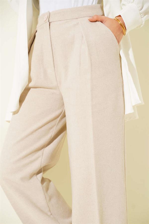Palazzo Cashmere Trousers Beige