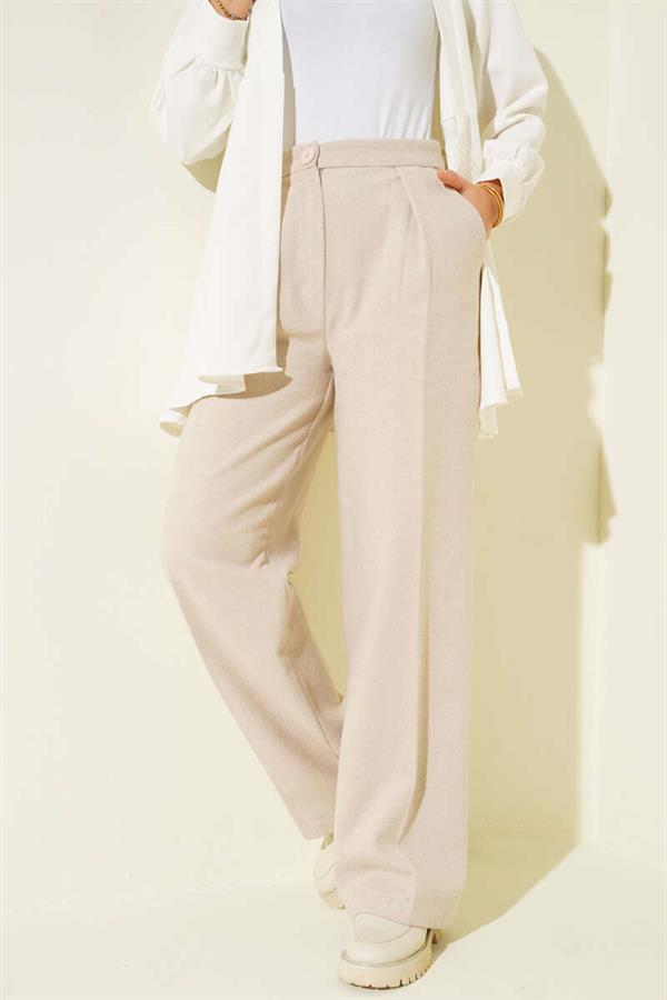 Palazzo Cashmere Trousers Beige