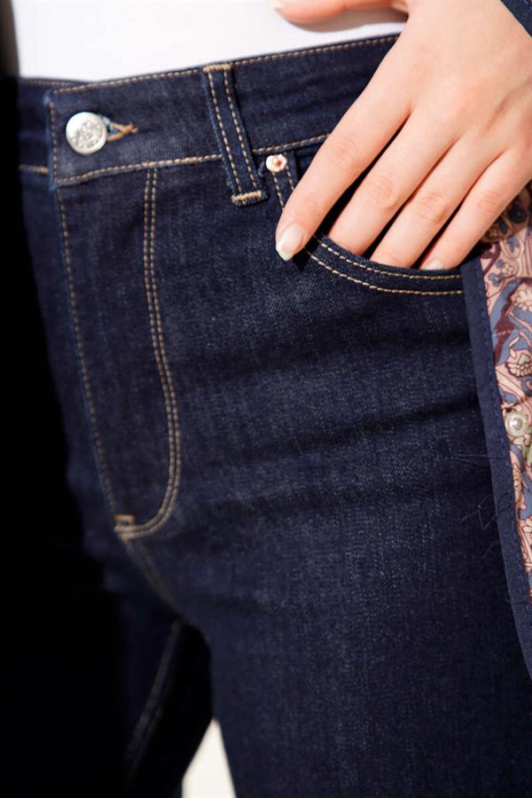 Palazzo Cut-Leg Detailed Jeans Navy Blue
