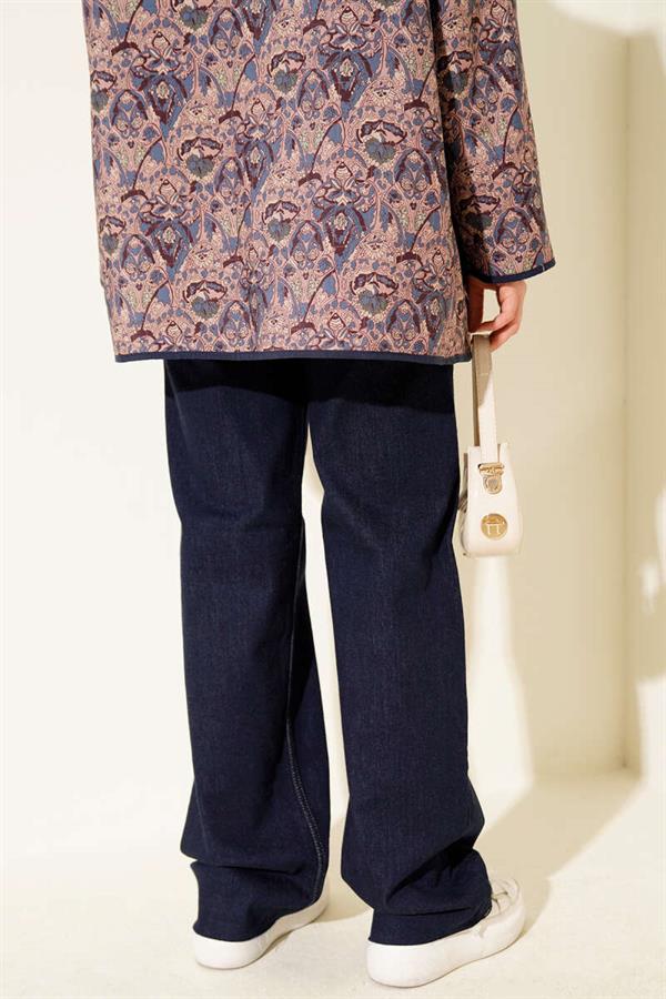 Palazzo Cut-Leg Detailed Jeans Navy Blue