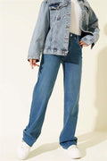 Palazzo Cut-Leg Detailed Jeans Light Blue