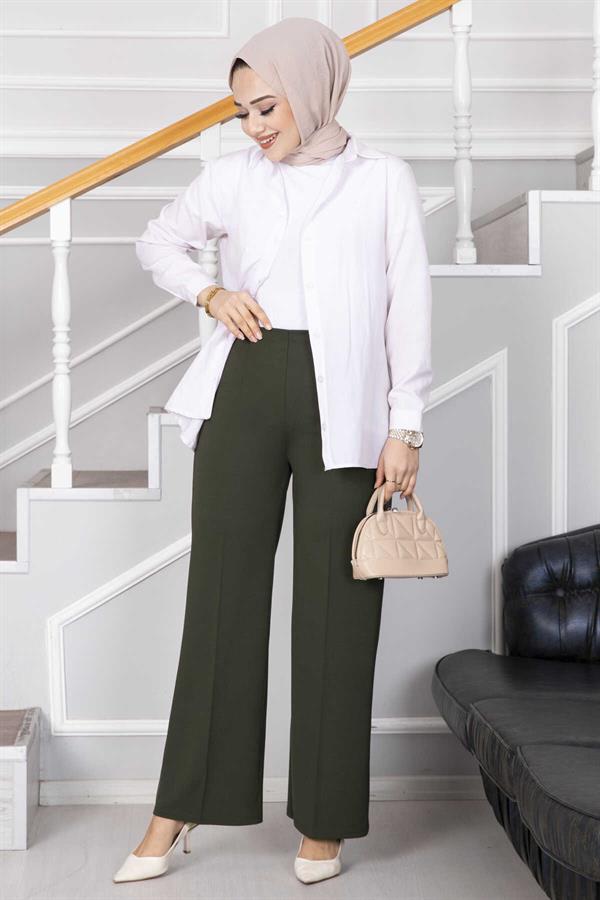 Palazzo Hijab Trousers Khaki