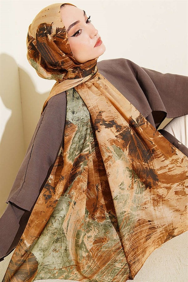 Palette Pattern Vio Light Shawl Camel