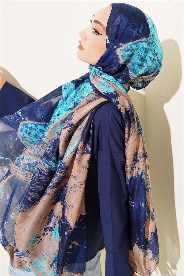 Palette Pattern Vio Light Scarf Navy Mink