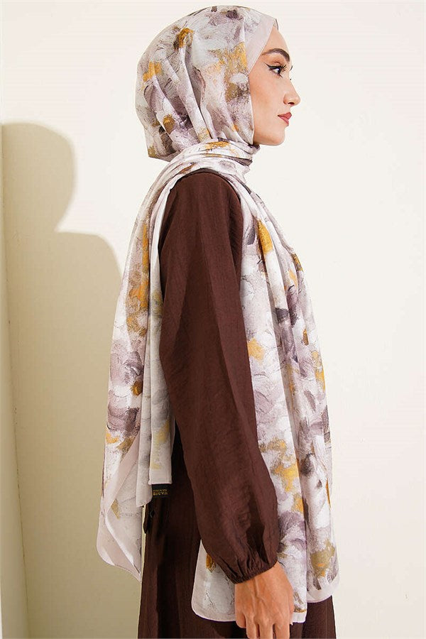 Daisy Flower Patterned Soft Scarf with Stones