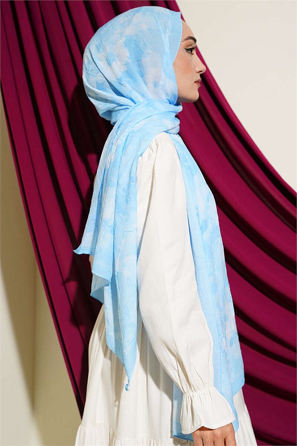Daisy Patterned Bamboo Crash Scarf Baby Blue