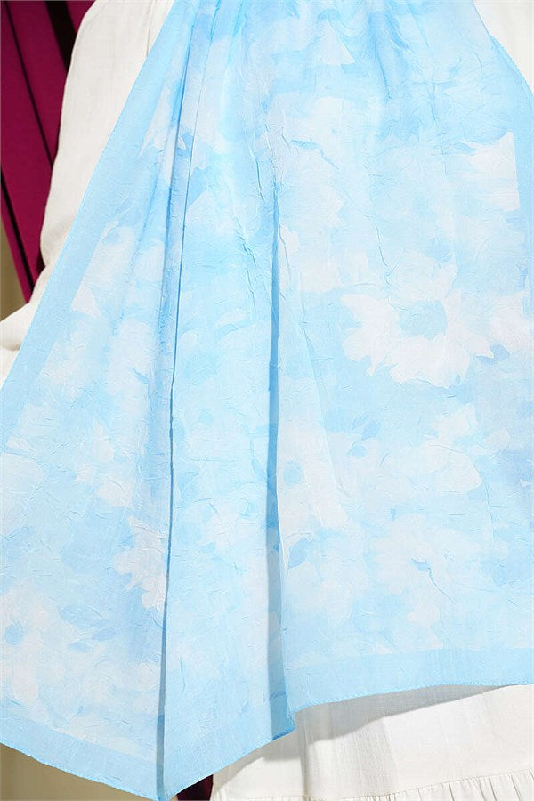 Daisy Patterned Bamboo Crash Scarf Baby Blue