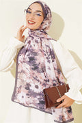 Daisy Patterned Bamboo Crash Scarf Dark Mink
