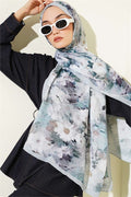 Daisy Patterned Bamboo Crush Shawl Mint