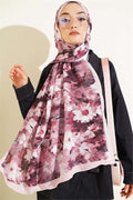 Daisy Patterned Bamboo Crash Shawl Pink