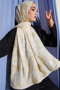 Daisy Patterned Bamboo Crush Scarf Yellow