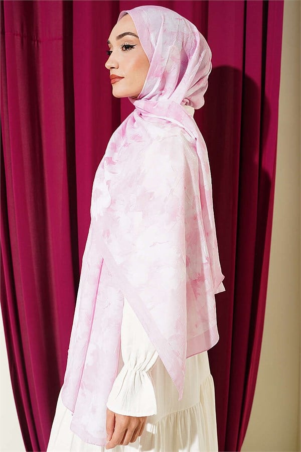 Daisy Patterned Bamboo Crush Scarf Candy Pink
