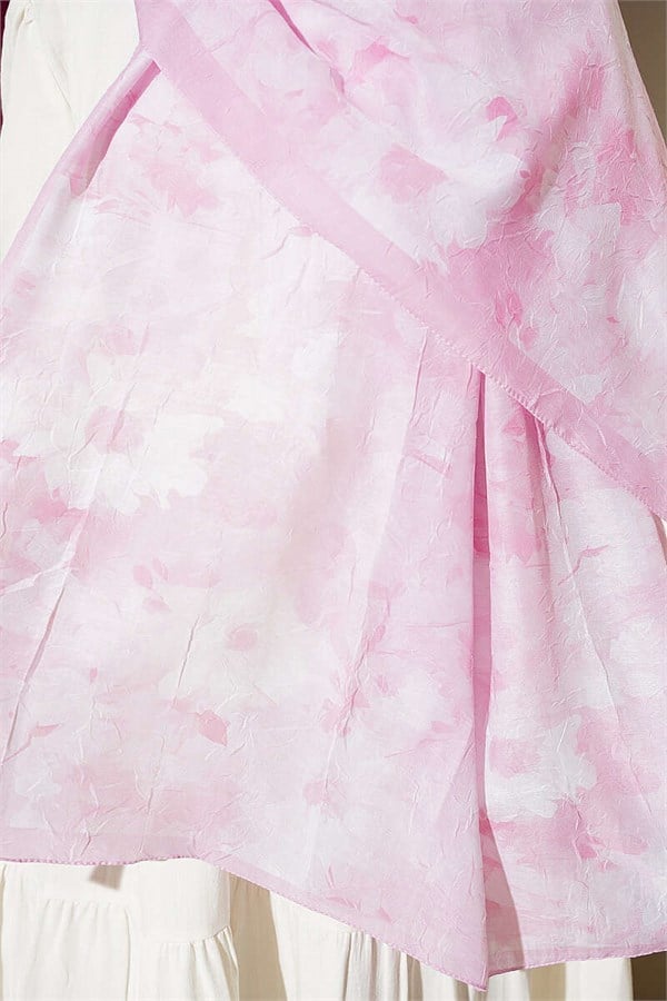 Daisy Patterned Bamboo Crush Scarf Candy Pink