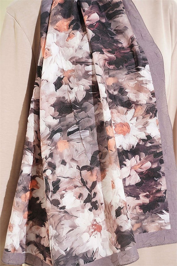 Daisy Patterned Bamboo Kash Shawl, Mink