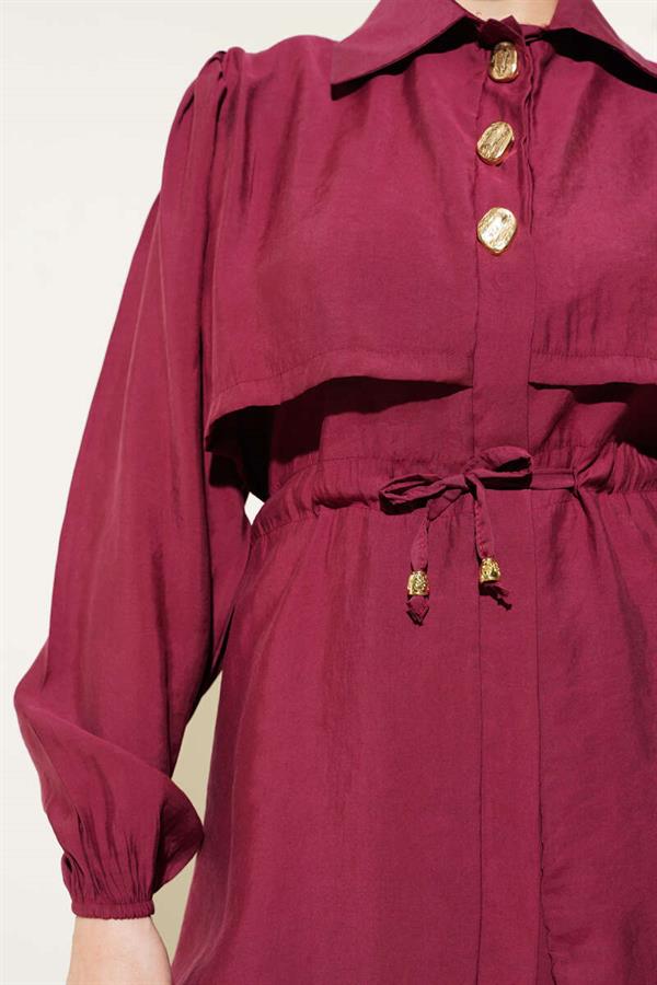 Piece Detail Waist Tunnel 2 Piece Set Claret Red