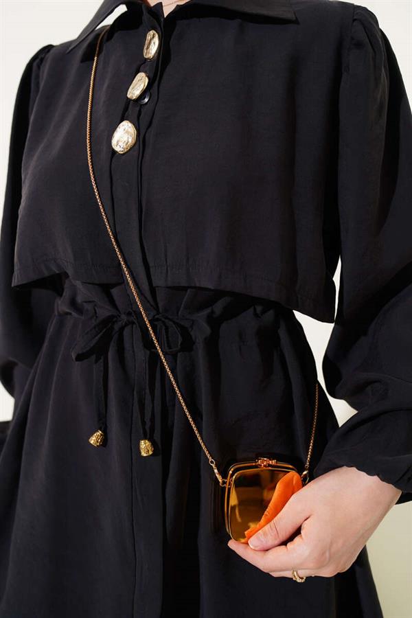 Piece Detailed Waist Tunnel 2 Piece Set Black