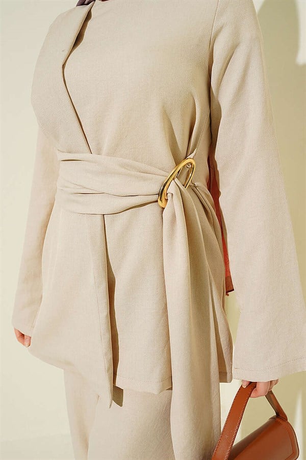 Detailed Stone 2 Piece Set with Gold Buckle