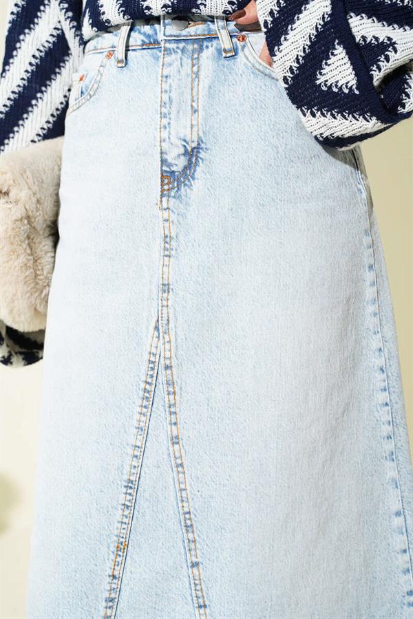 Piece Denim Skirt Light Snow