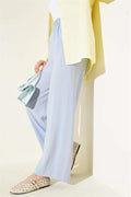 Shiny Look Fabric Trousers Baby Blue