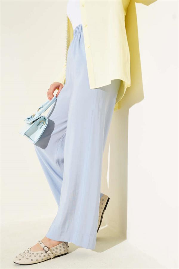 Shiny Look Fabric Trousers Baby Blue