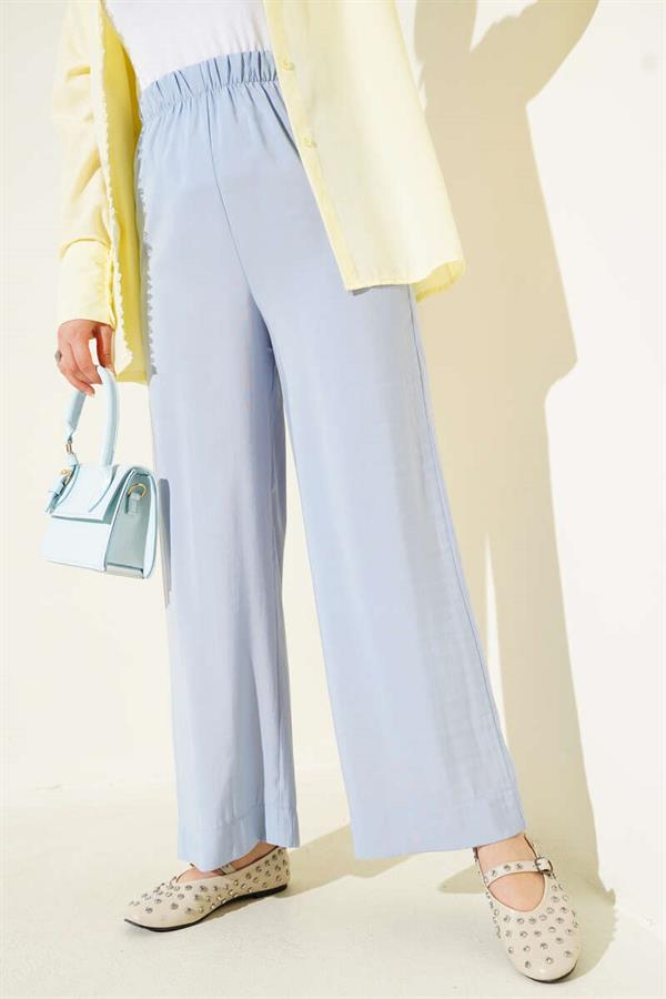 Shiny Look Fabric Trousers Baby Blue