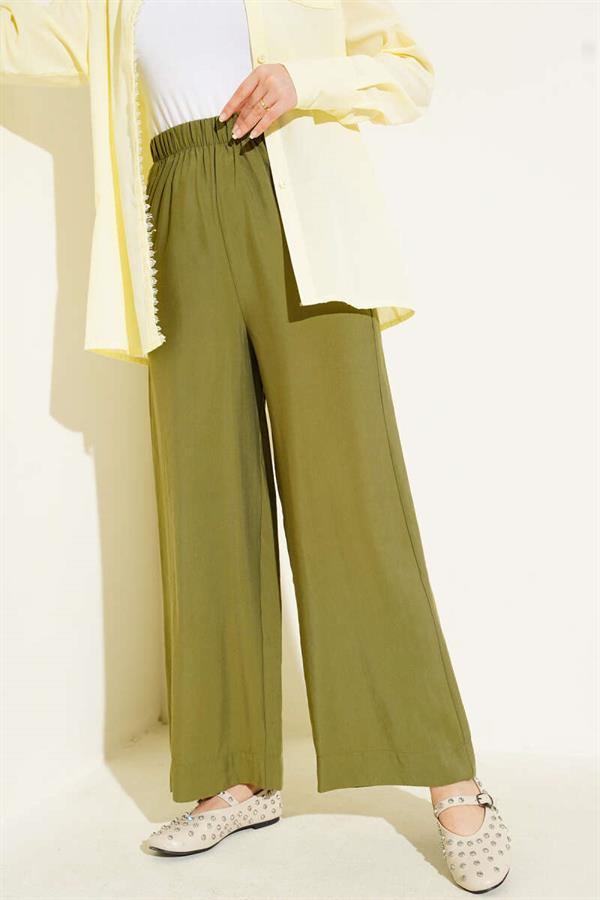Shiny Looking Fabric Trousers Almond Green