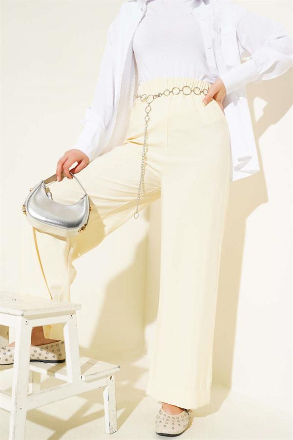 Shiny Fabric Trousers Yellow