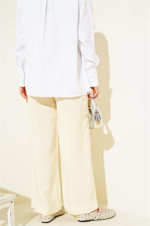 Shiny Fabric Trousers Yellow