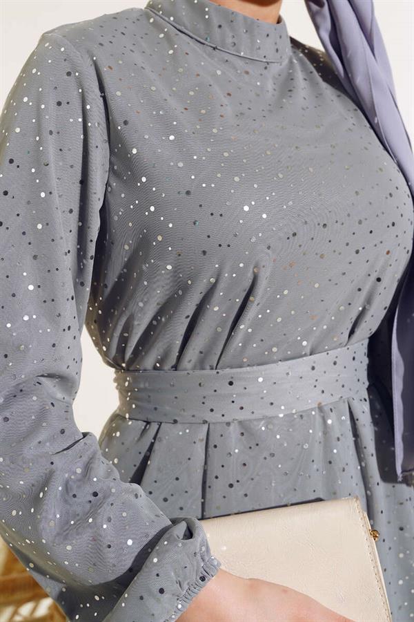 Shiny Polka Dot 2 Piece Set Gray