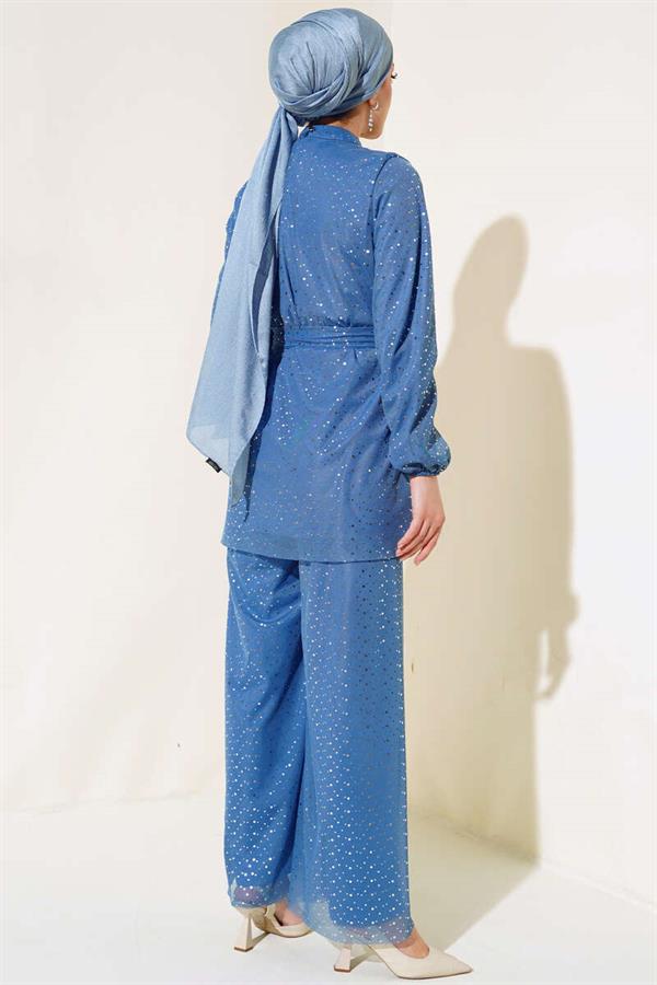 Shiny Polka Dot 2 Piece Set Indigo