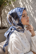Pastel Floral Pattern Scarf Series Indigo