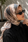 Pastel Floral Pattern Scarf Series, Milky Coffee