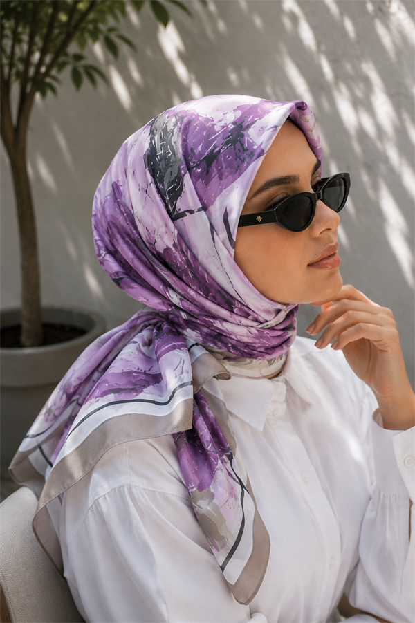 Pastel Floral Pattern Scarf Series Mink