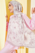 Pastel Floral Bamboo Crash Shawl Light Mink