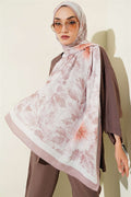 Pastel Floral Bamboo Crush Shawl Sand Beige
